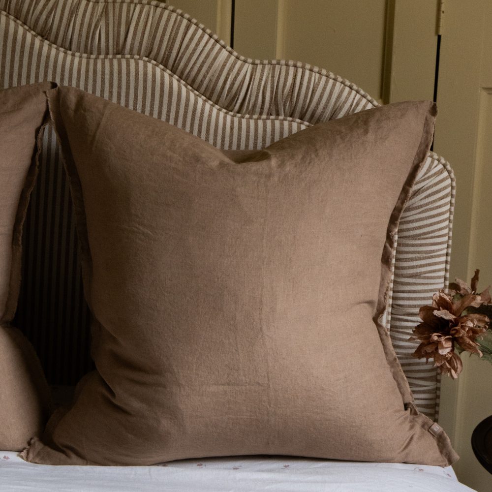 Esmee Coffee Brown Linen Cushion 65x65