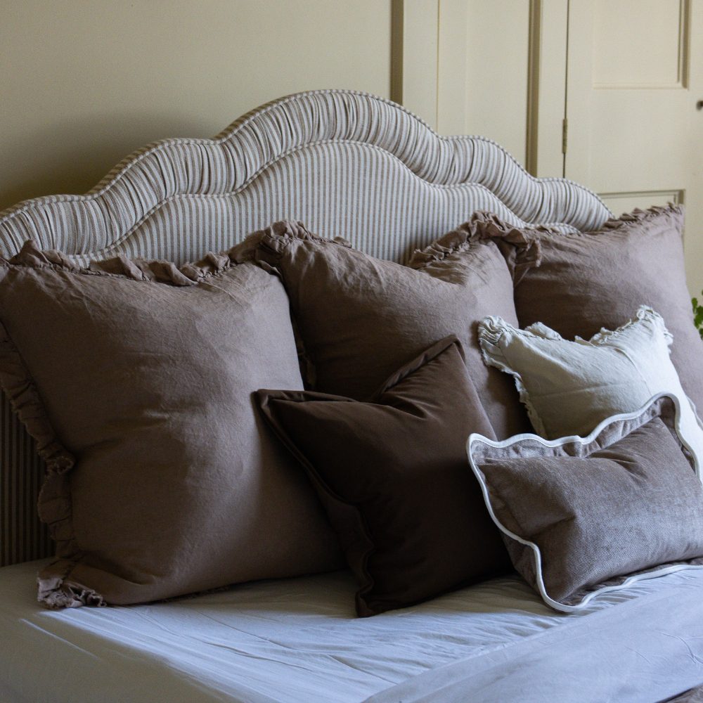 Hallie Coffee Brown Ruffle Cushion 65x65