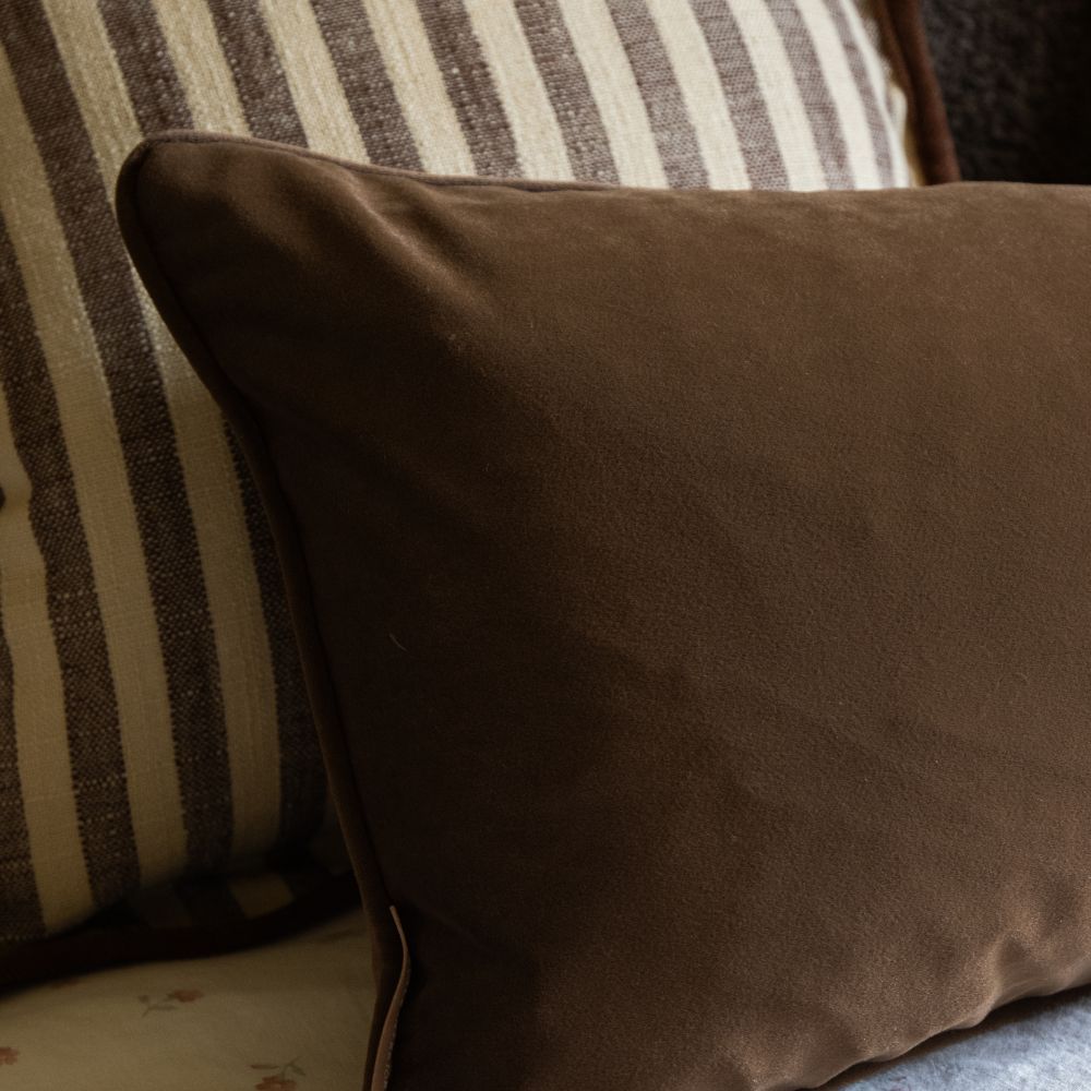 Emma Dark Brown Velvet Bolster Cushion 80x30