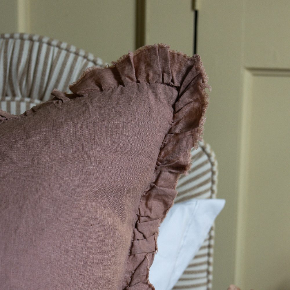 Hallie Dusty Pink Ruffle Cushion 65x65