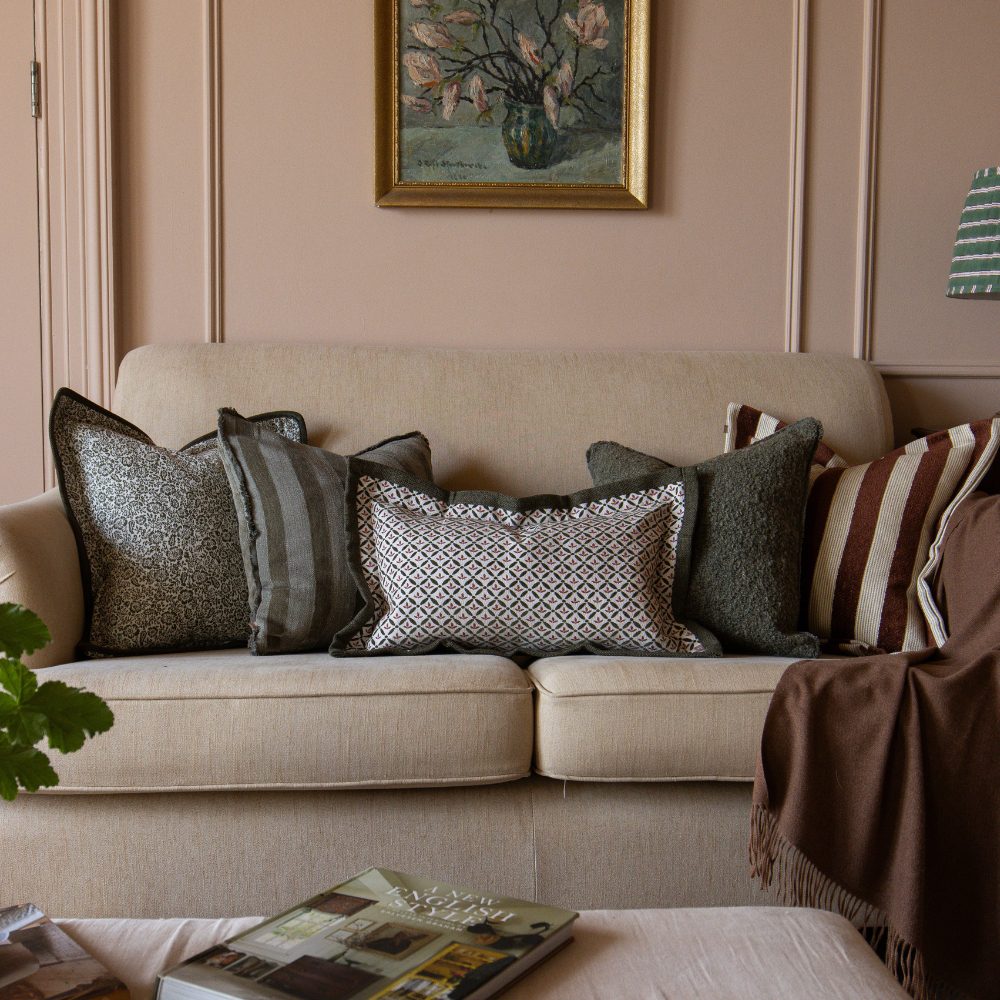 Isla Olive Stripe Cushion 45x45