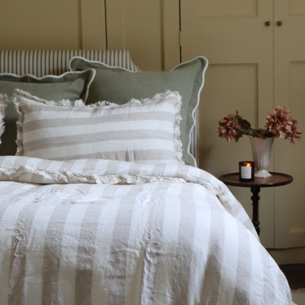 Chloe Sage Green Scalloped Edge Cushion 65x65