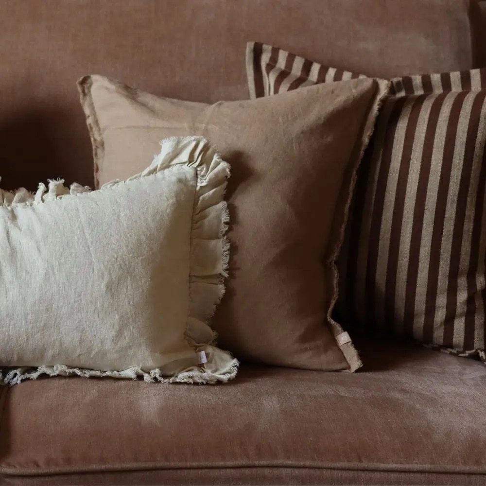 Esmee Coffee Brown Linen Cushion 45x45