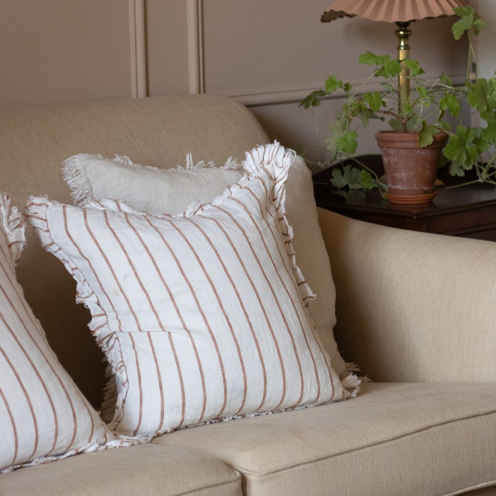 Hallie Brown & Cream Stripe Cushion 45x45