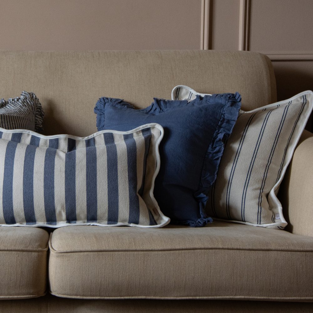 Chloe Nautical Stripe Scalloped Edge Cushion 45x45