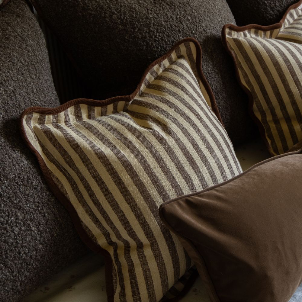 Chloe Brown & Cream Stripe Cushion 45x45