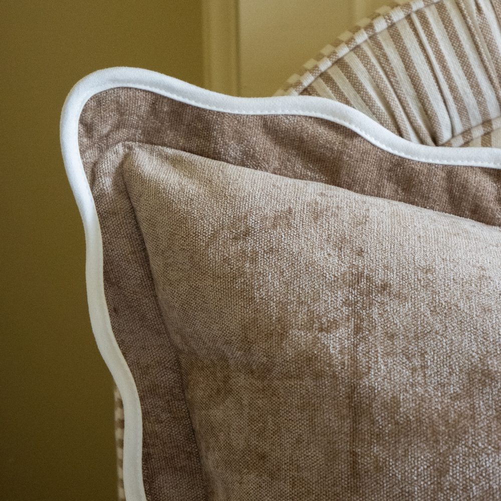 Chloe Coffee Brown Scalloped Edge Cushion 65x65
