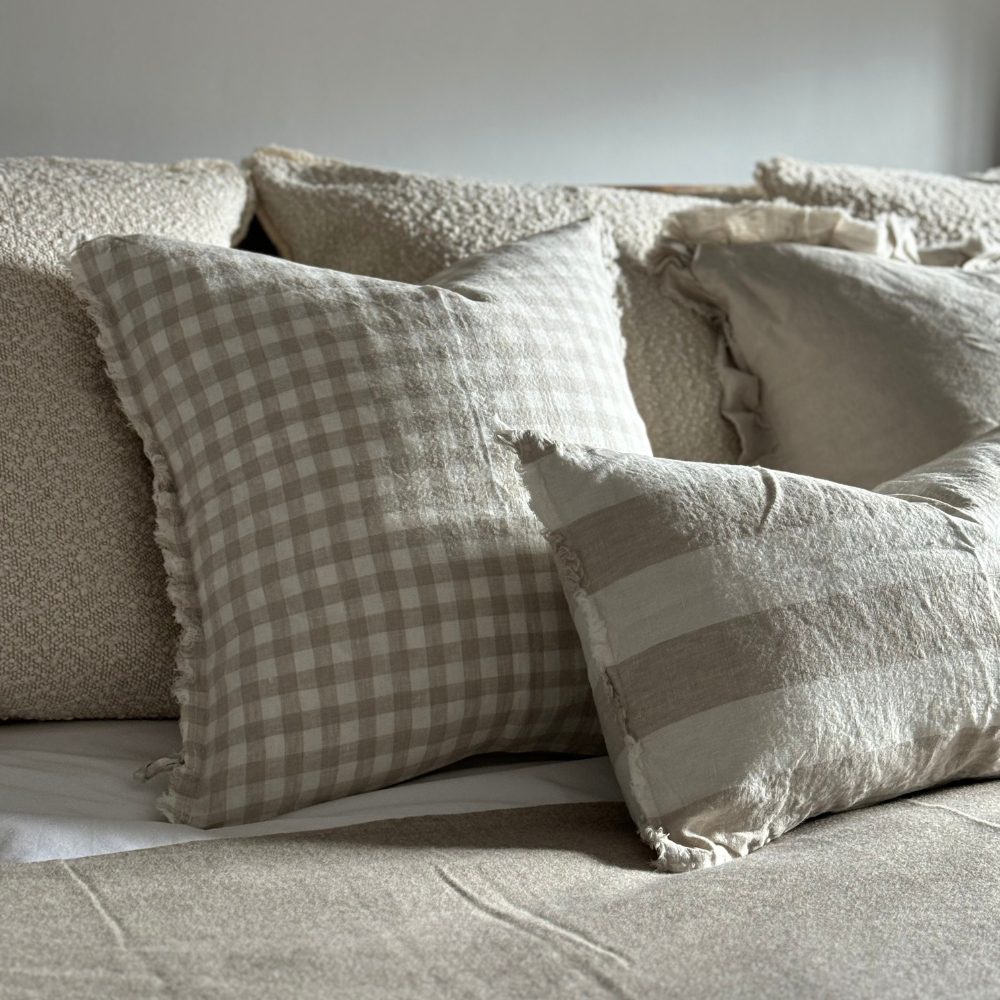 Esmee Natural Gingham Cushion 45x45