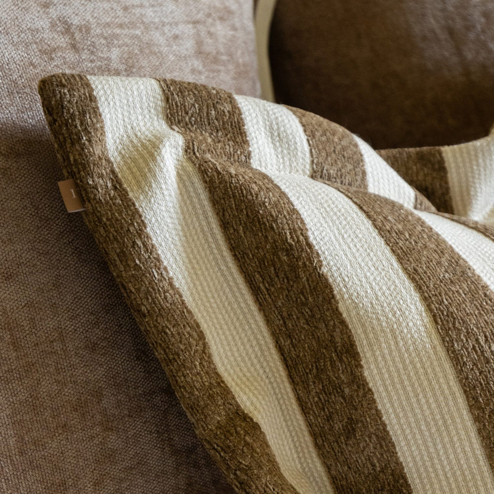 Orla Coffee Brown Stripe Cushion 45x45