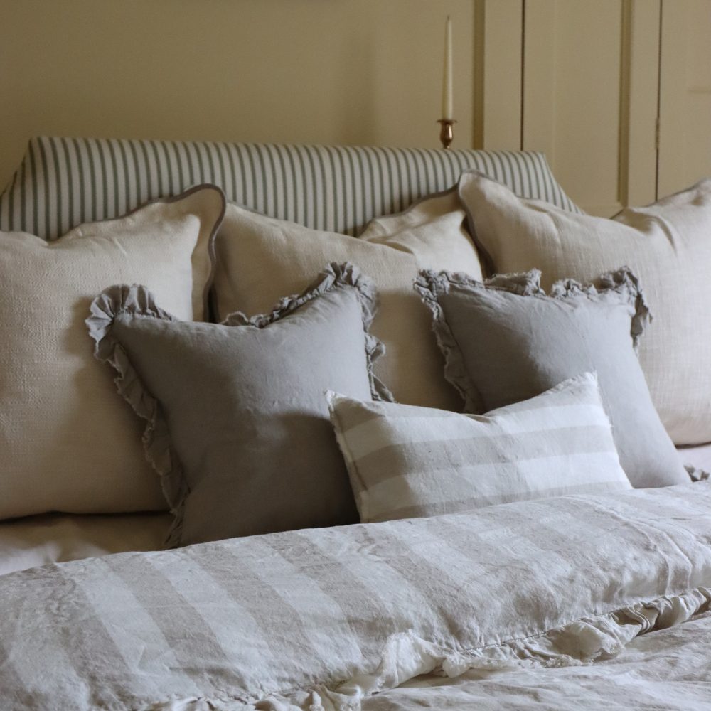 Hallie Natural Beige Ruffle Cushion 45x45