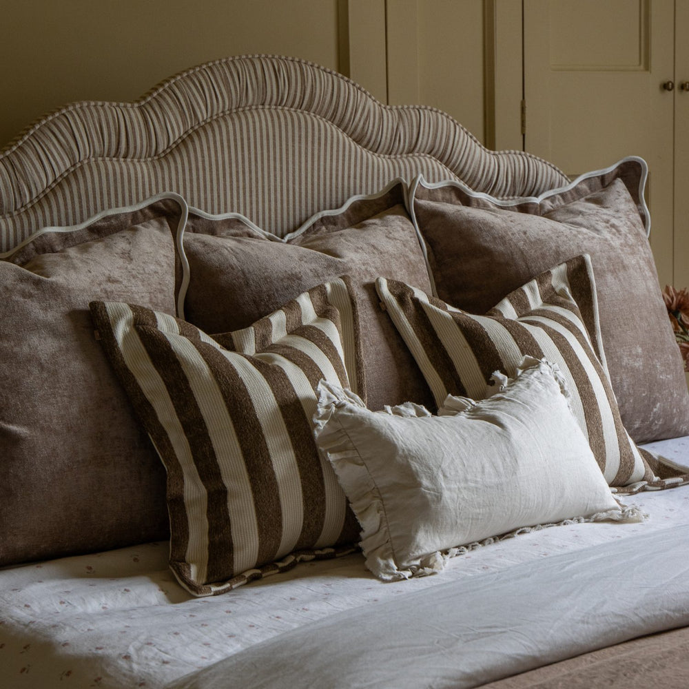 Orla Coffee Brown Stripe Cushion 45x45