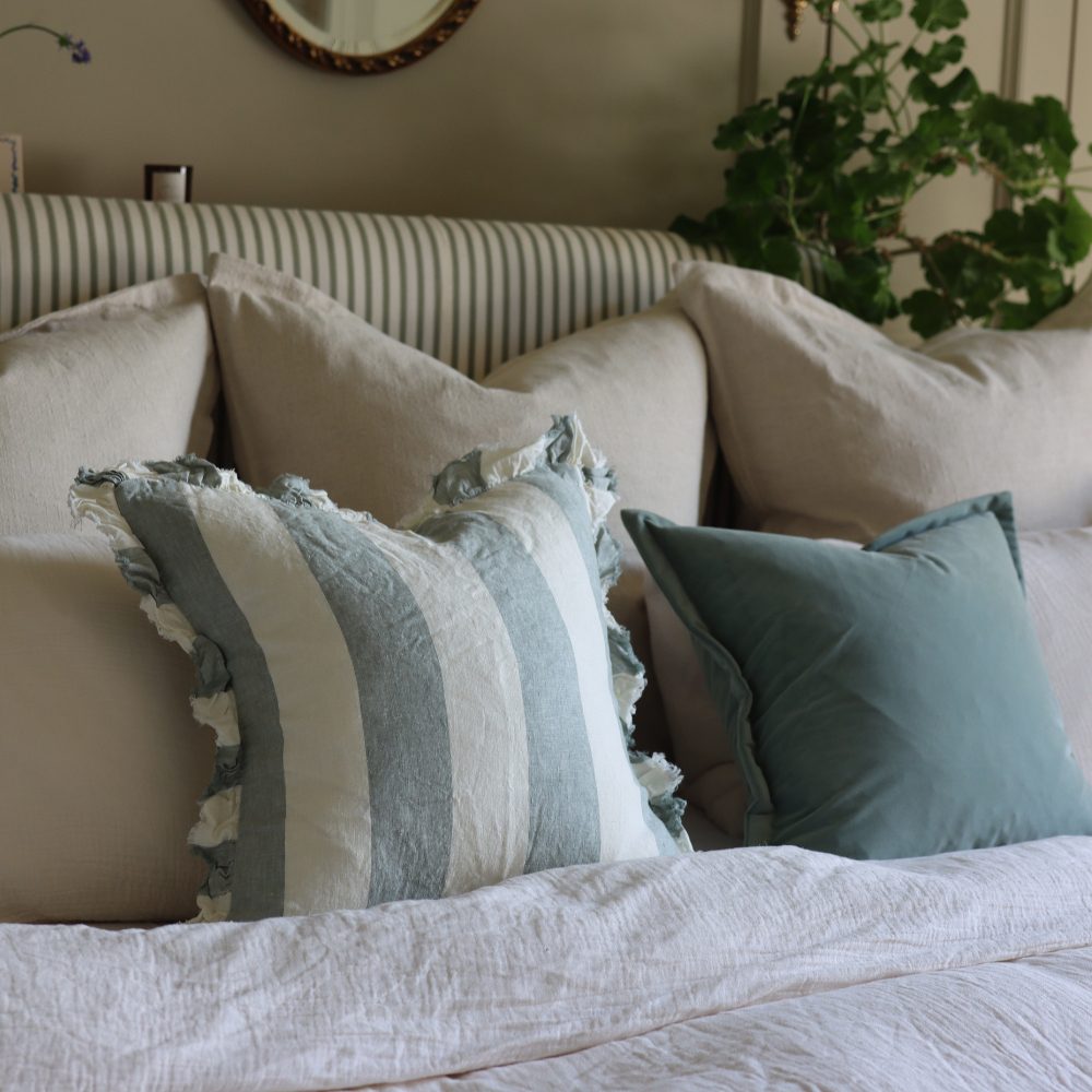 Hallie Teal Wide Stripe Cushion 45x45