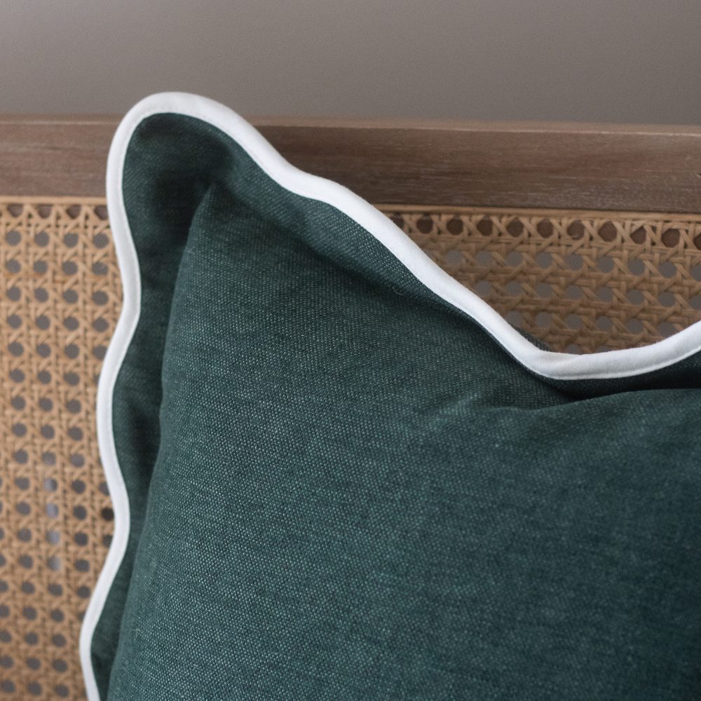 Chloe Dark Green Scalloped Edge Cushion 45x45