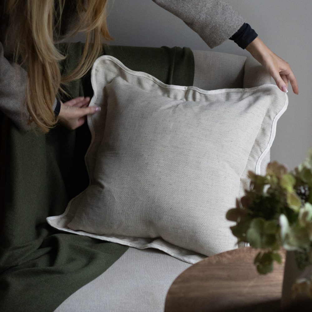 Chloe Greige Scalloped Edge Cushion 45x45