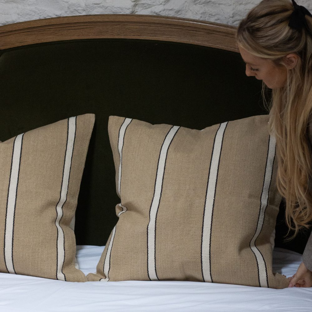 India Beige, Black & Cream Cushion 65x65