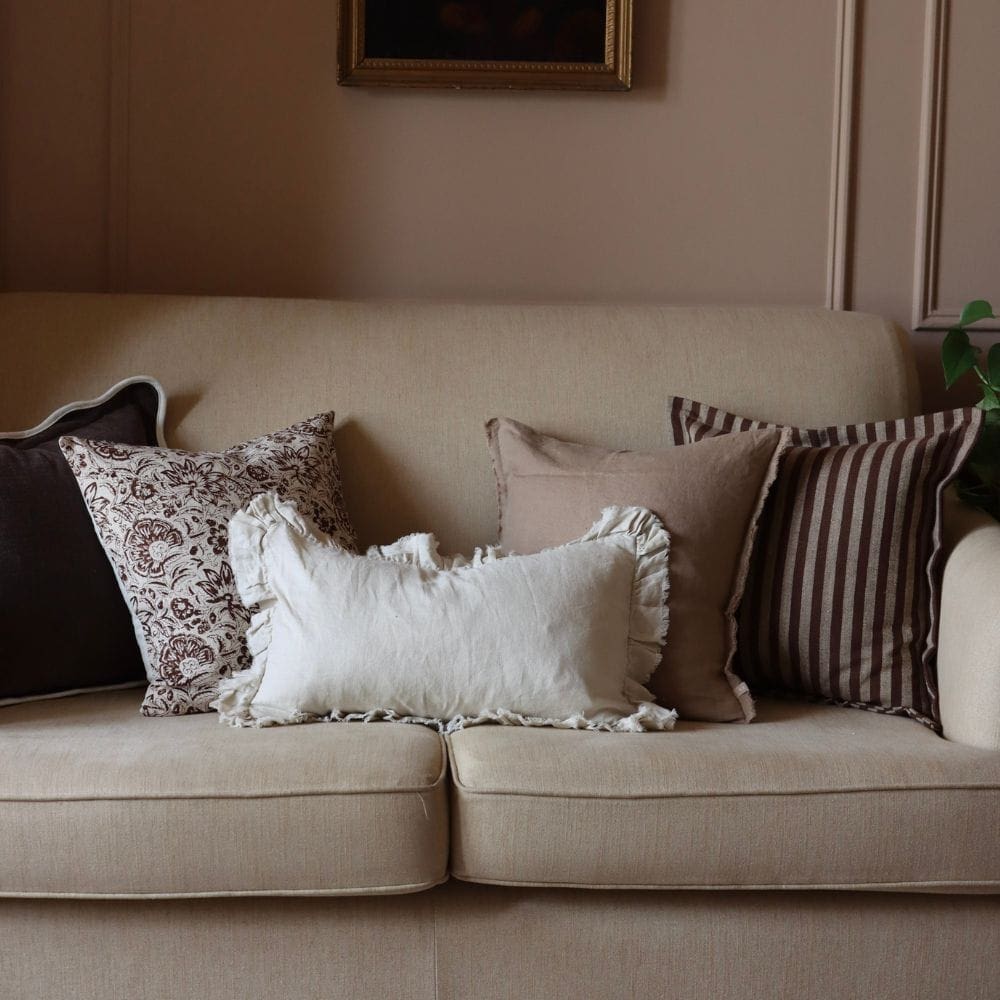 Ivy Dark Brown Print Cushion 45x45