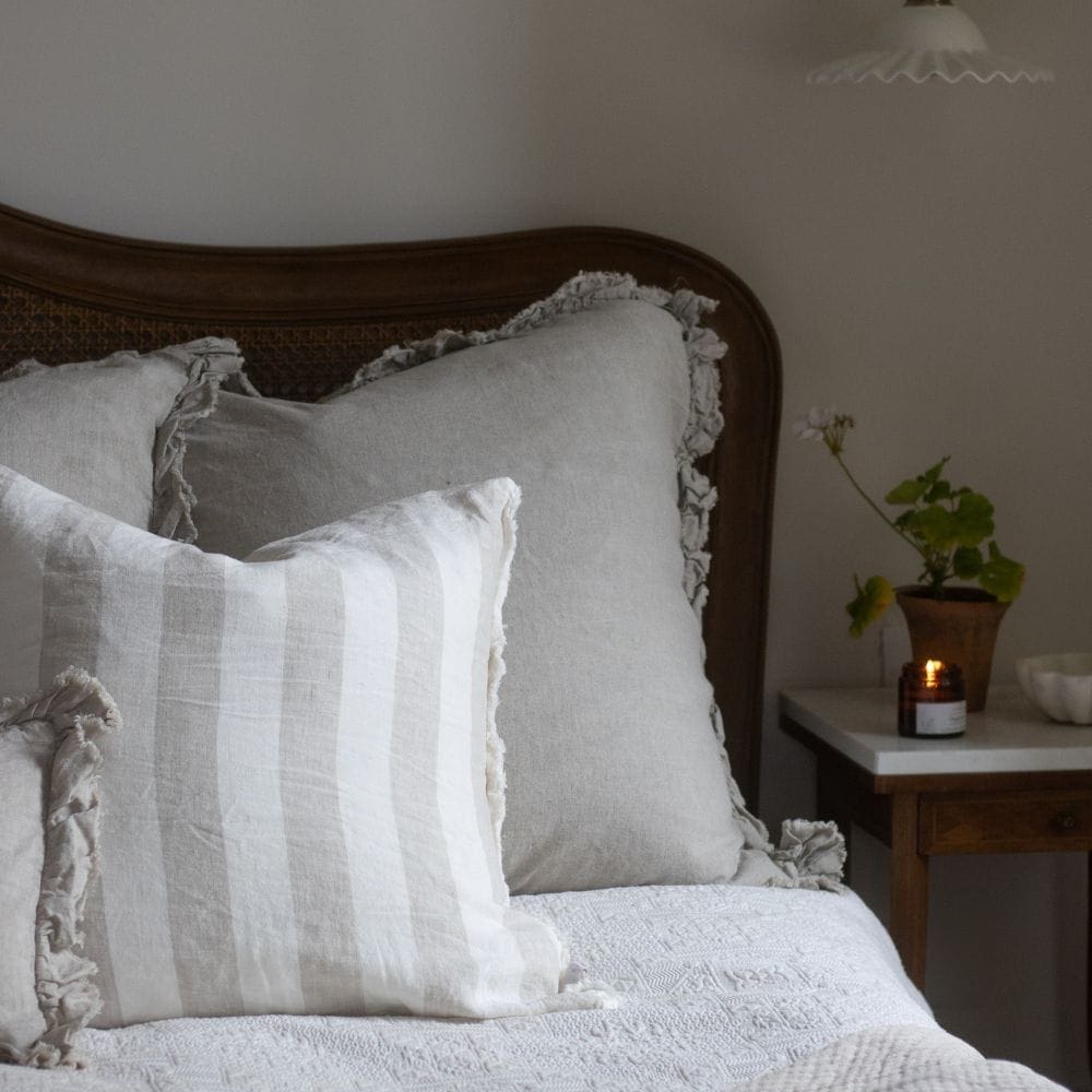 Hallie Natural Beige Ruffle Cushion 65x65