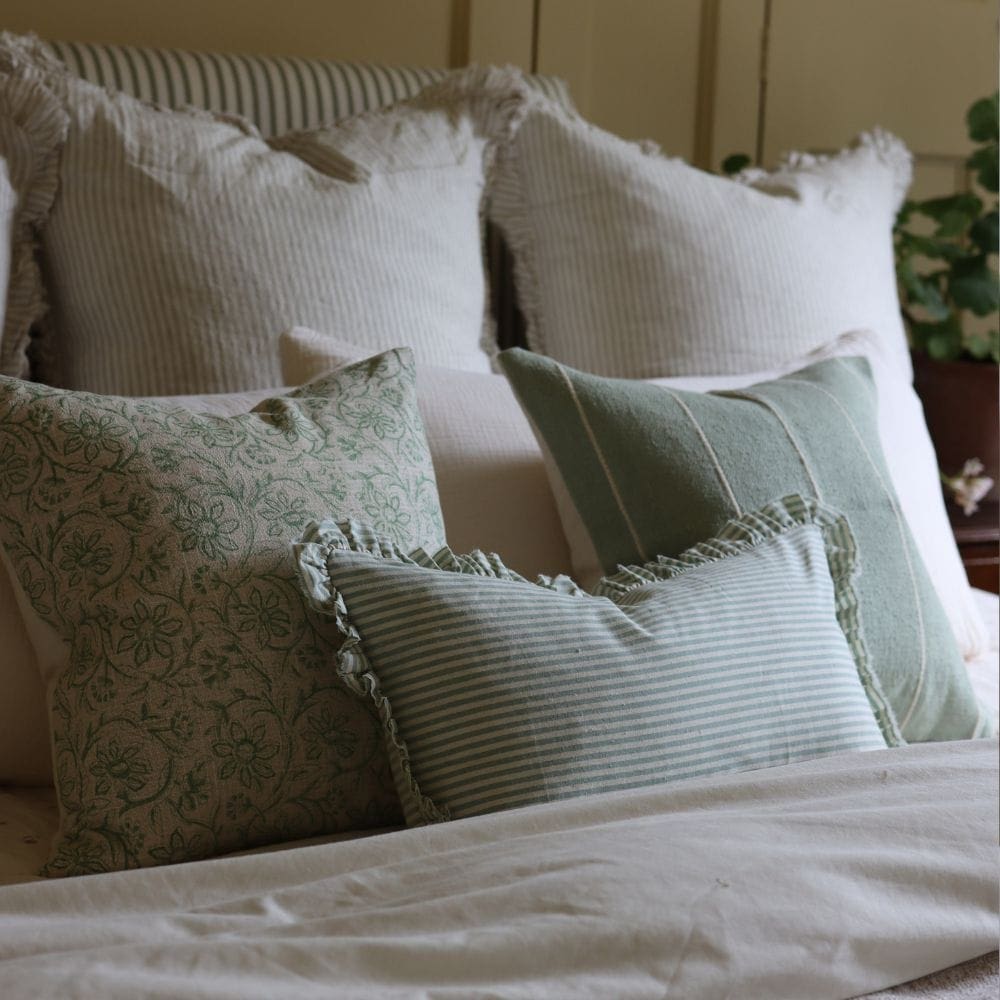 Ivy Sage Green Print Cushion 45x45