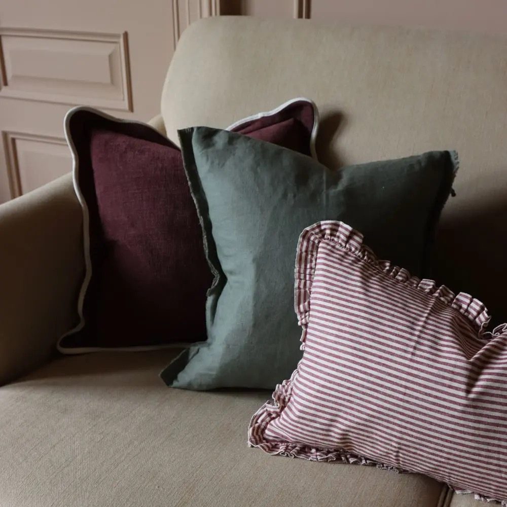 Esmee Khaki Green Linen Cushion 53x53