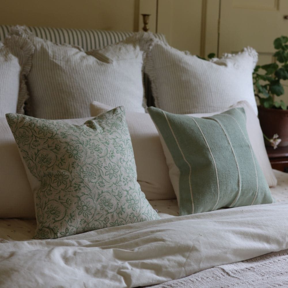 Ivy Sage Green Print Cushion 45x45
