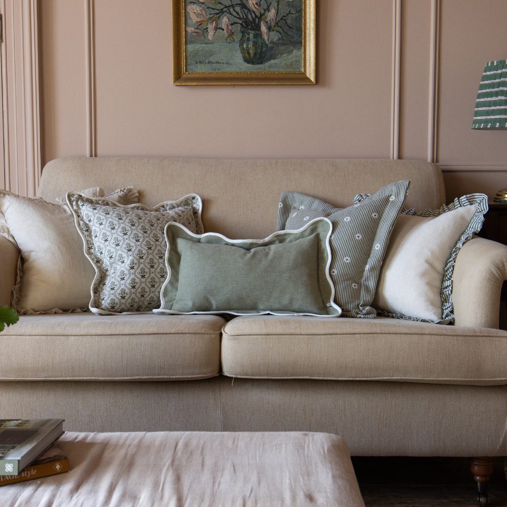 Daisy Sage and Cream Stripe Cushion 45x45