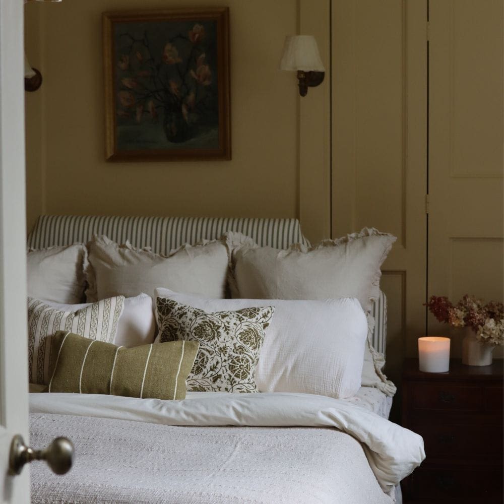 Ivy Olive Stripe Print Cushion 45x45