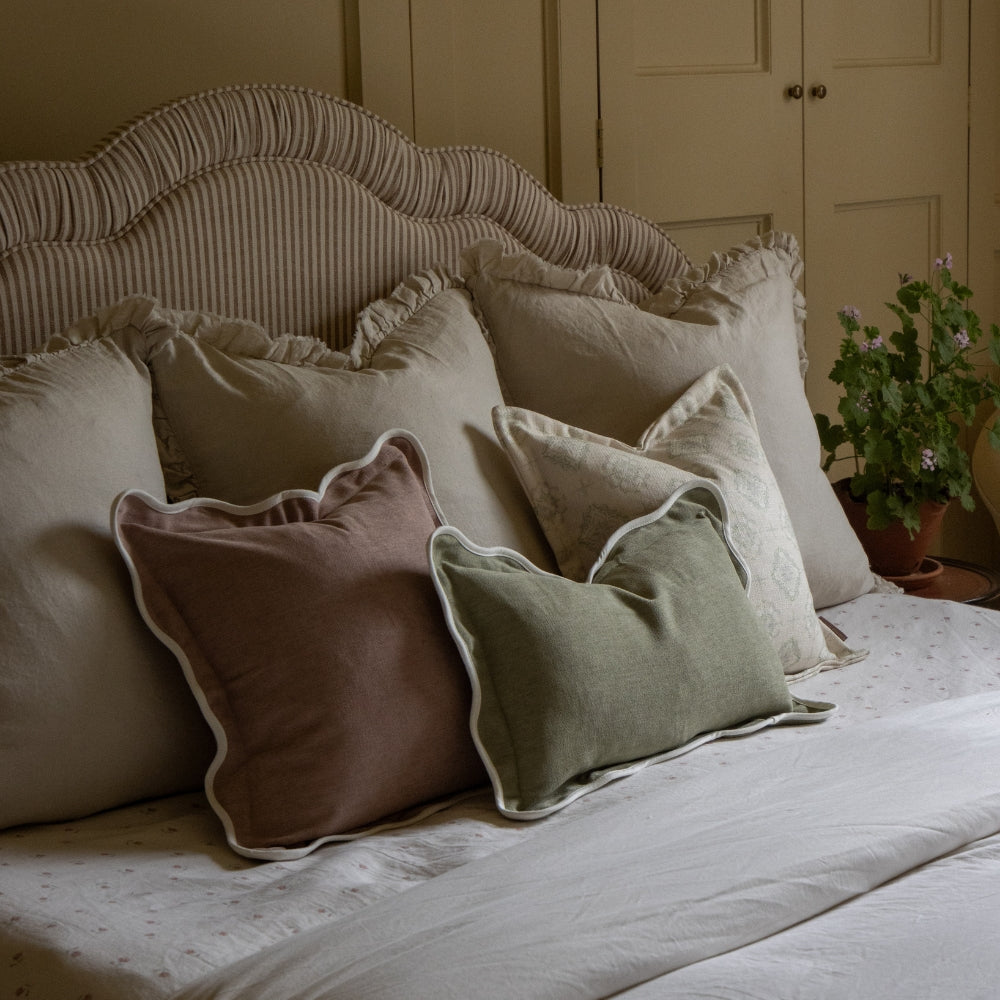Chloe Dusty Pink Scalloped Edge Cushion 55x55