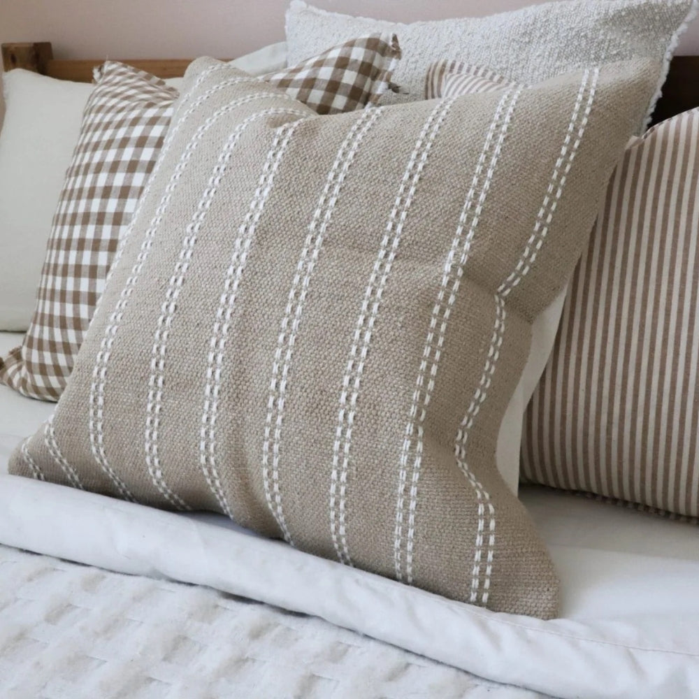 India Beige Stripe Cushion 53x53