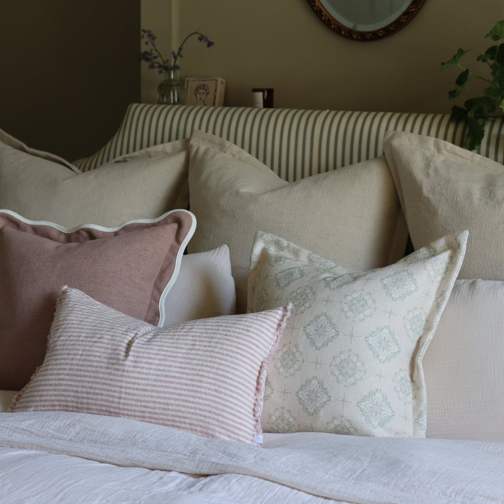Orla Sage Print Flanged Edge Cushion 45x45