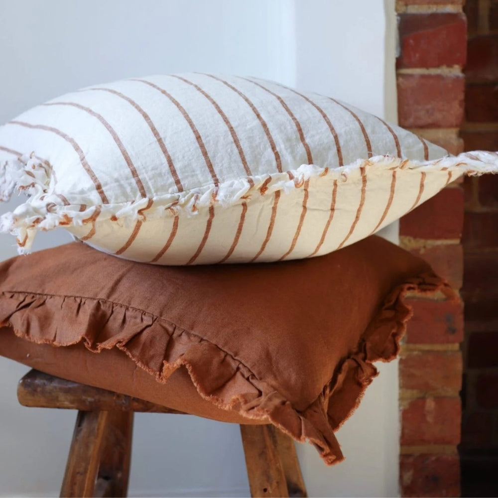 Hallie Brown & Cream Stripe Cushion 45x45