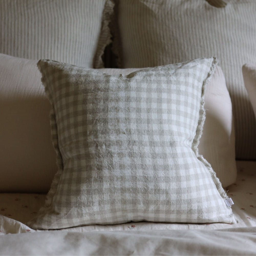 Esmee Natural Gingham Cushion 45x45