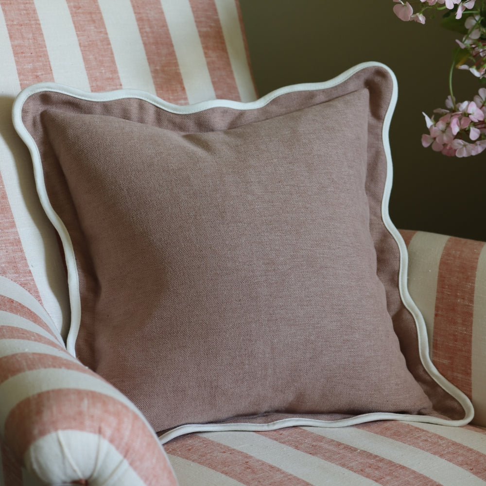 Chloe Dusty Pink Scalloped Edge Cushion 45x45