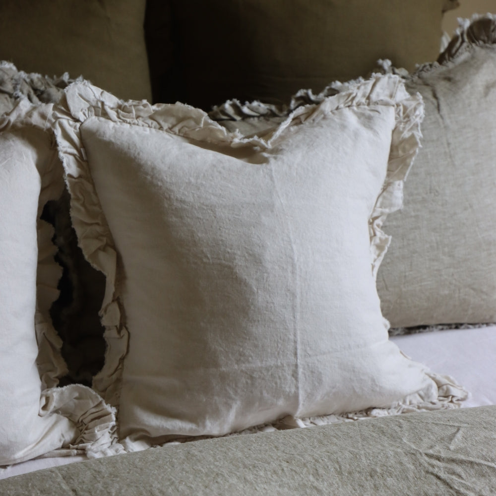 Hallie Cream Ruffle Cushion 53x53