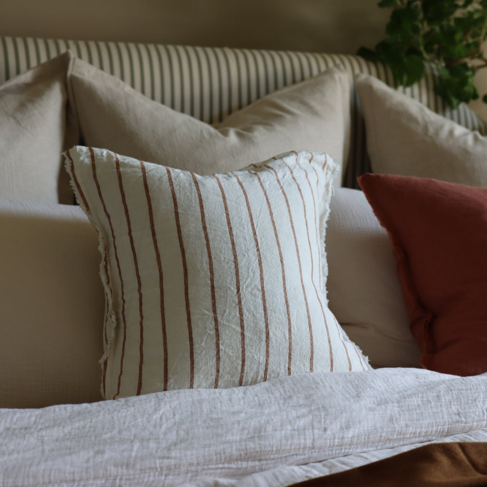 Esmee Brown and Cream Stripe Cushion 45x45