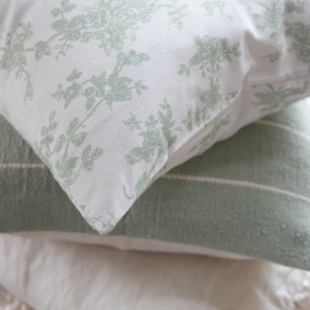 Aria Green Floral Print Cushion 45x45