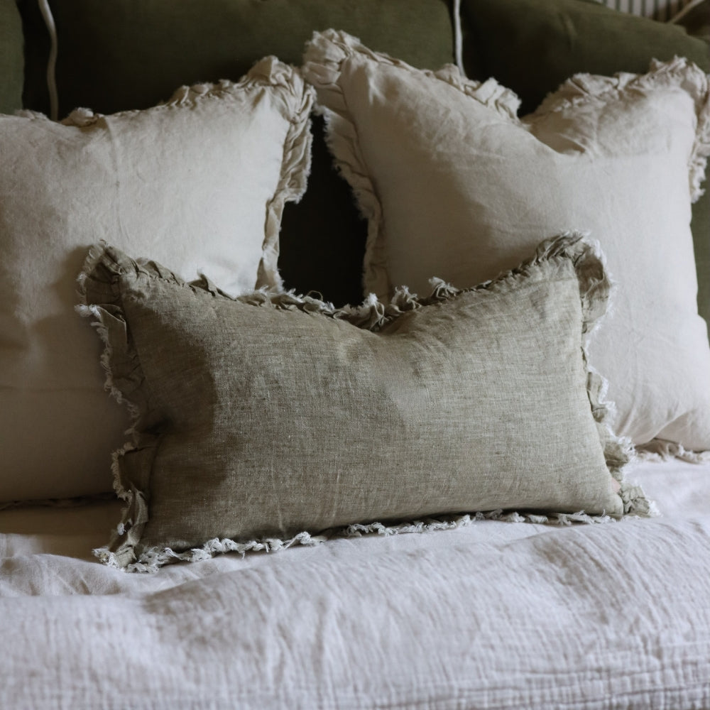 Hallie Washed Olive Green Cushion 50x30