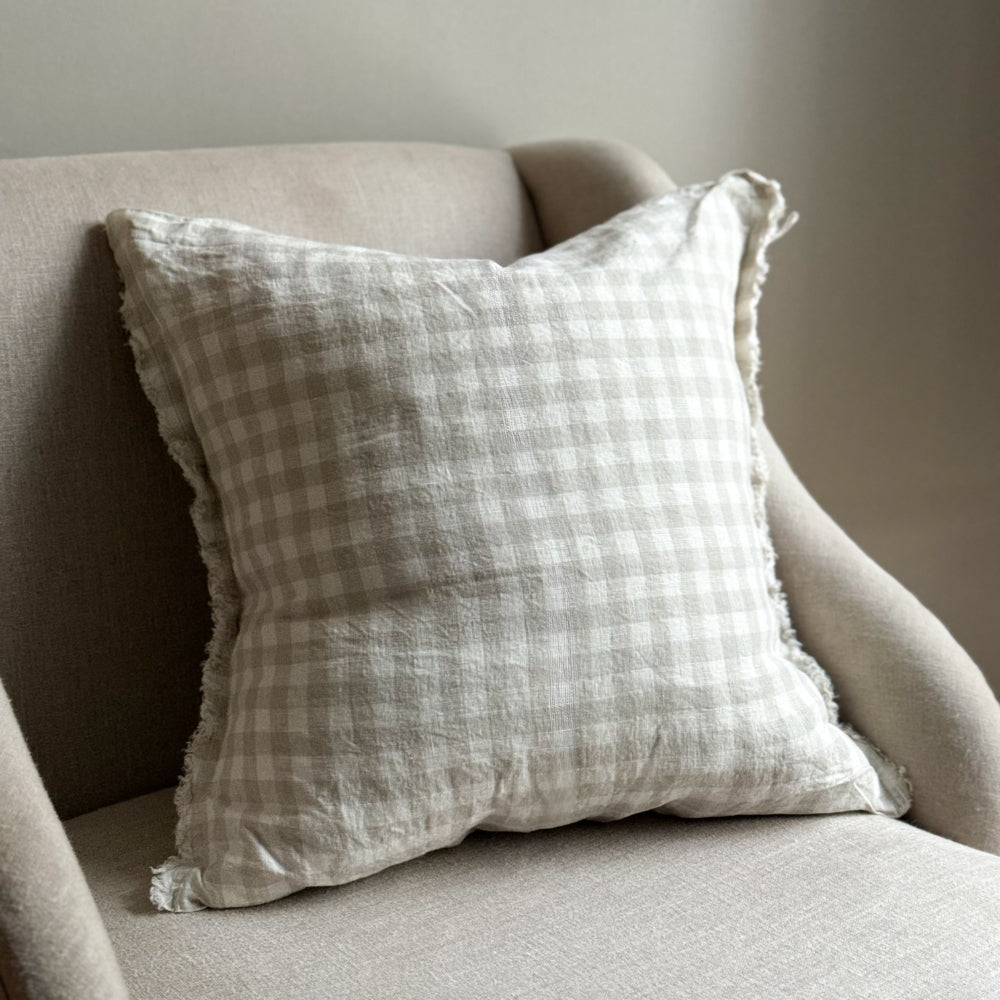 Esmee Natural Gingham Cushion 45x45
