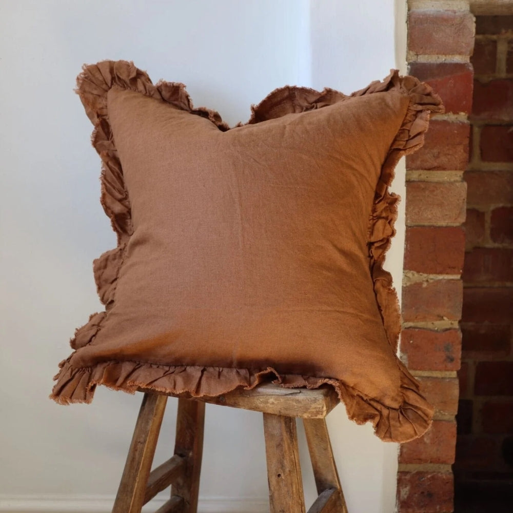 Hallie Rust Linen Cushion 45x45