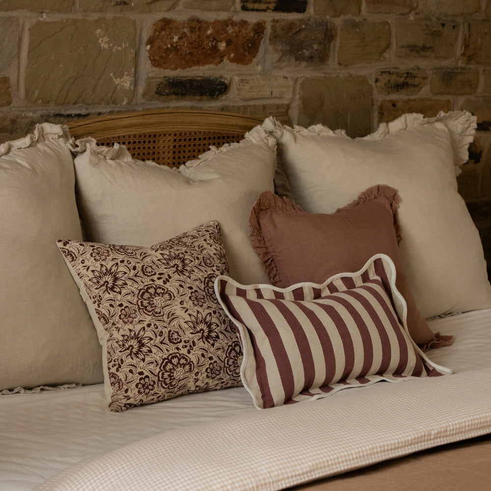 Ivy Dark Brown Print Cushion 45x45