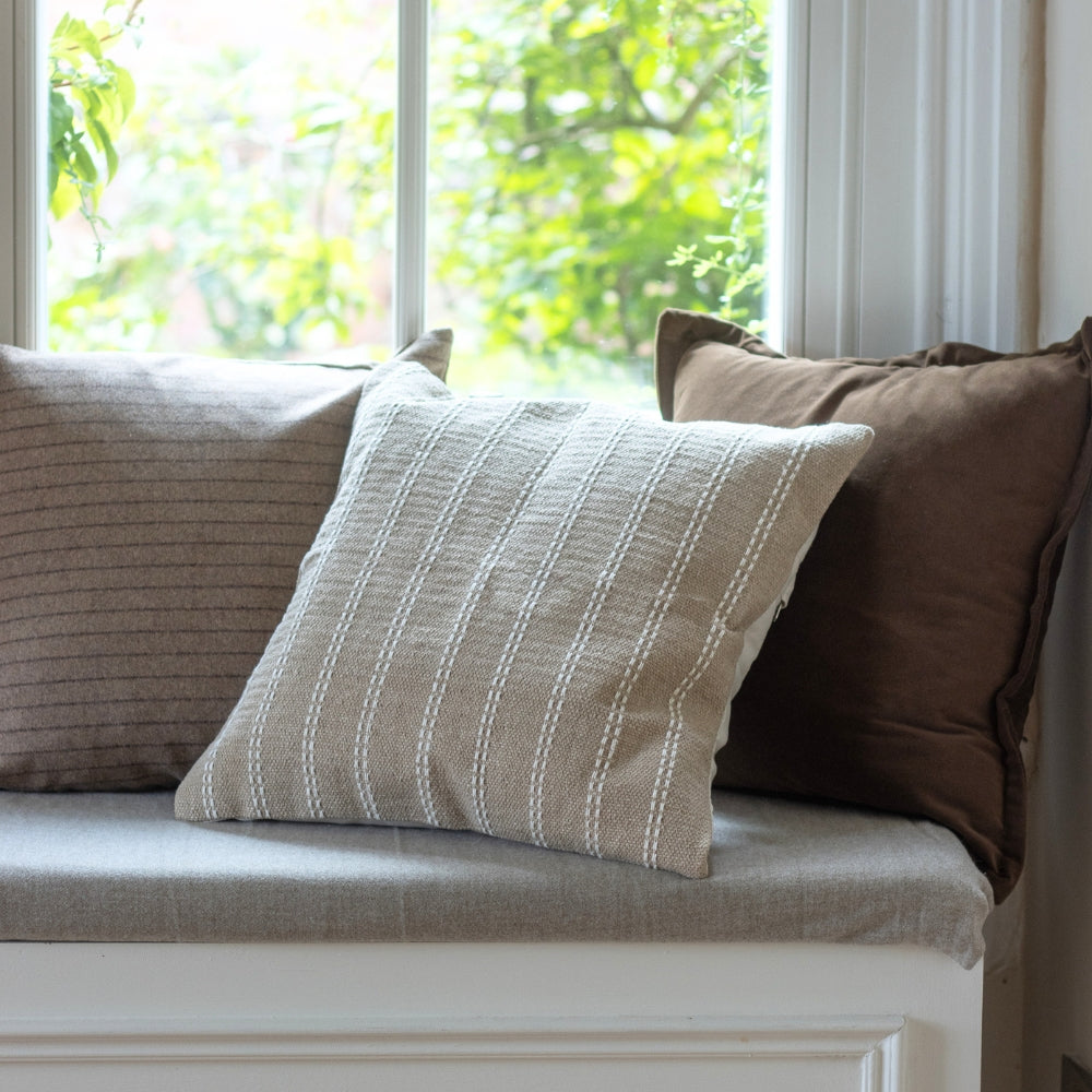 India Beige Stripe Cushion 53x53