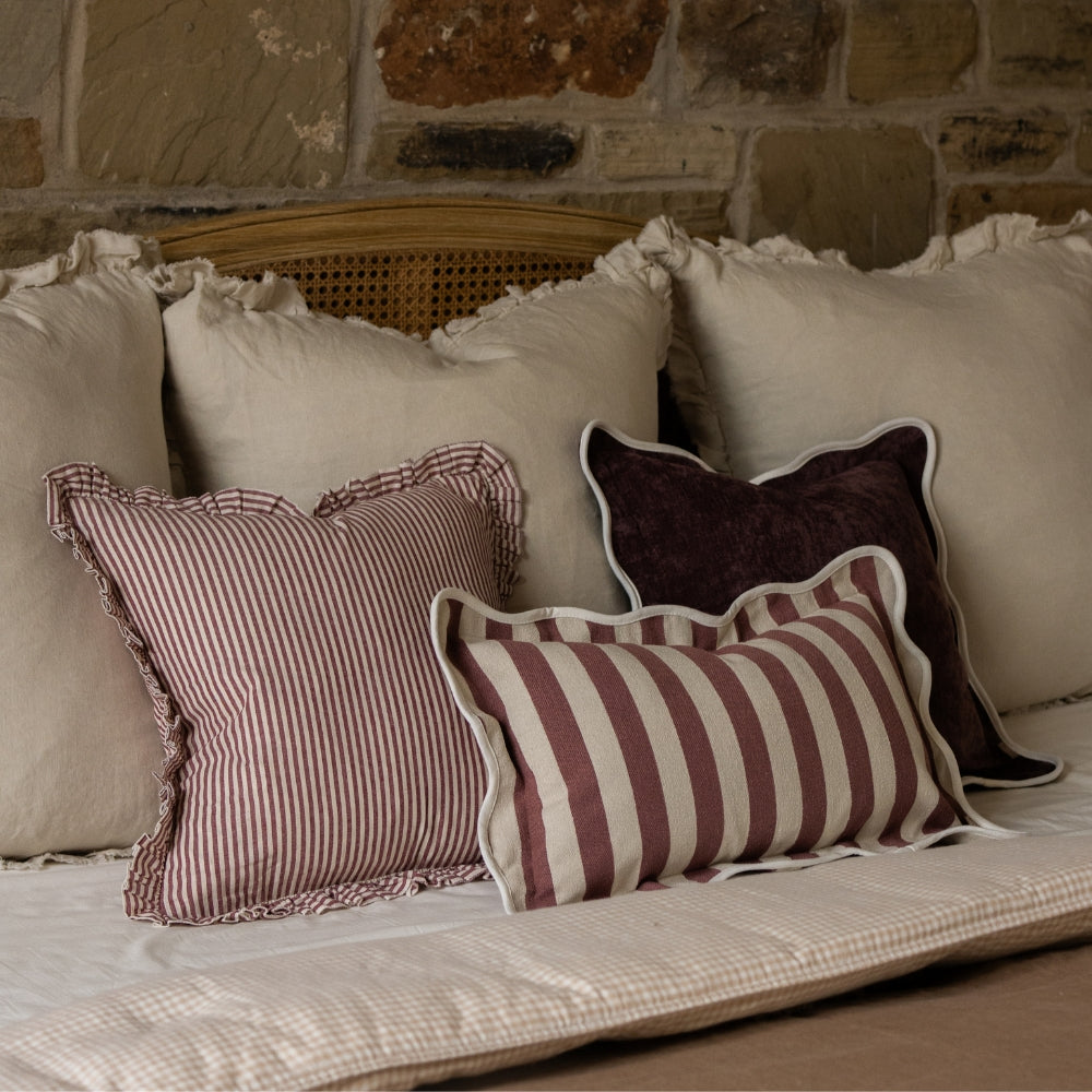 Darcy Burgundy Stripe Cushion 45x45