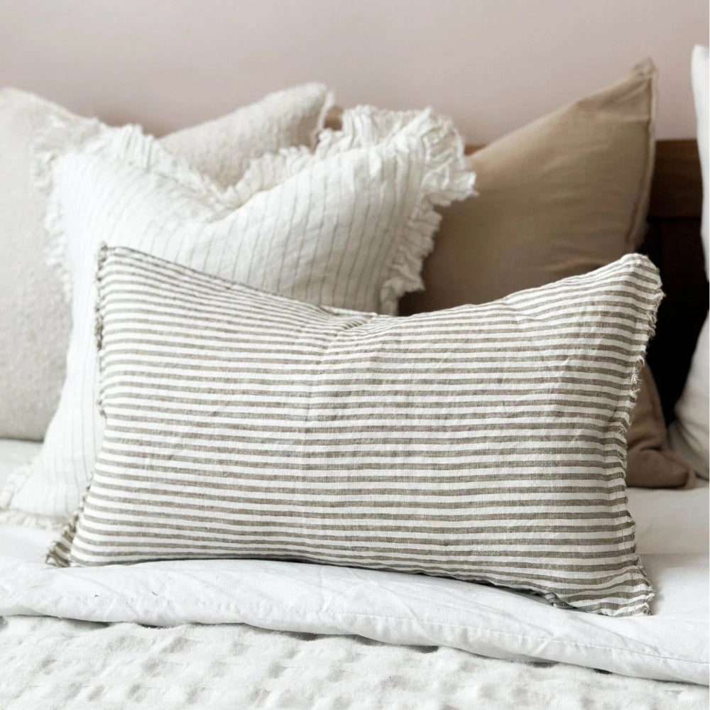 Esmee Olive Green Stripe Cushion 50x30