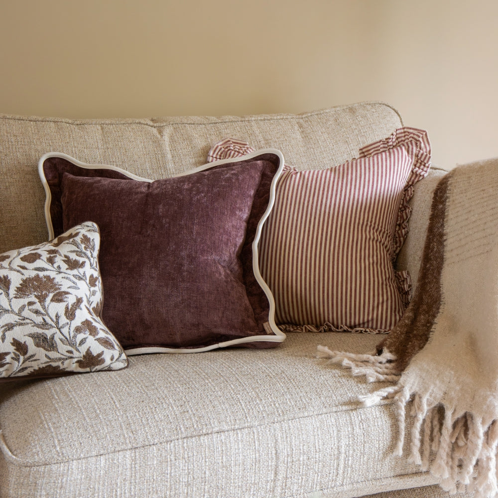 Darcy Burgundy Stripe Cushion 45x45