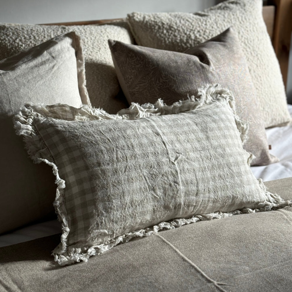 Hallie Natural Gingham Cushion 50x30