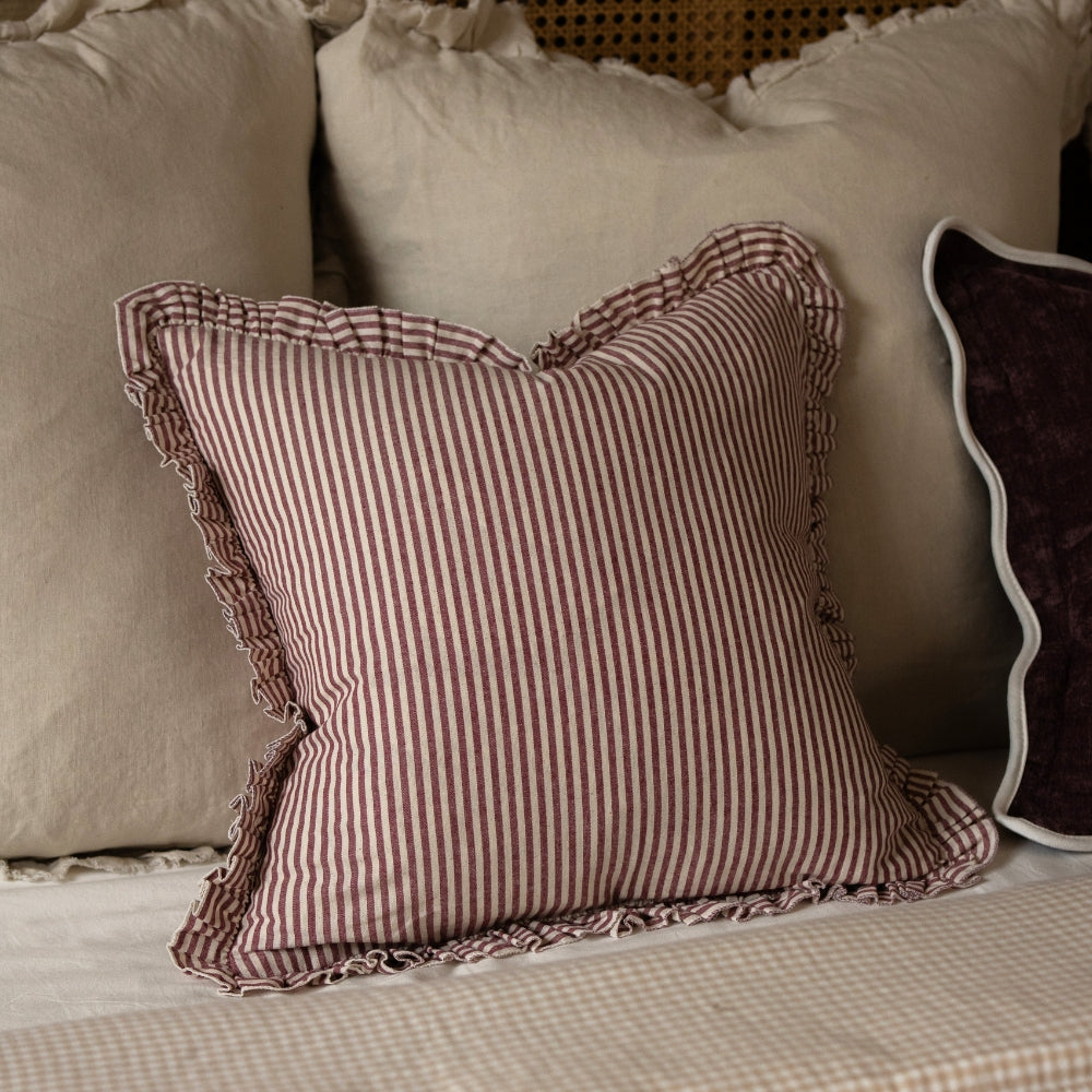 Darcy Burgundy Stripe Cushion 45x45
