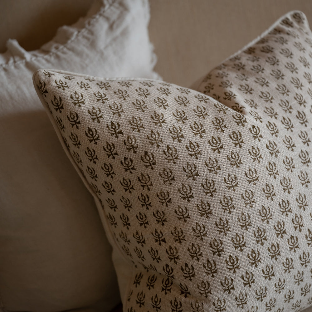 Aubrey Olive Motif Print Cushion 45x45