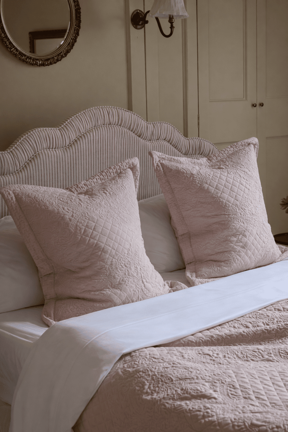 3 Piece Blush Quilted Bedspread & Cushion Set