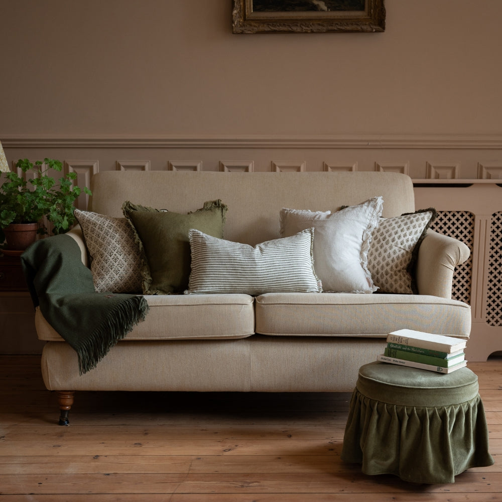 Esmee Olive Green Stripe Cushion 50x30