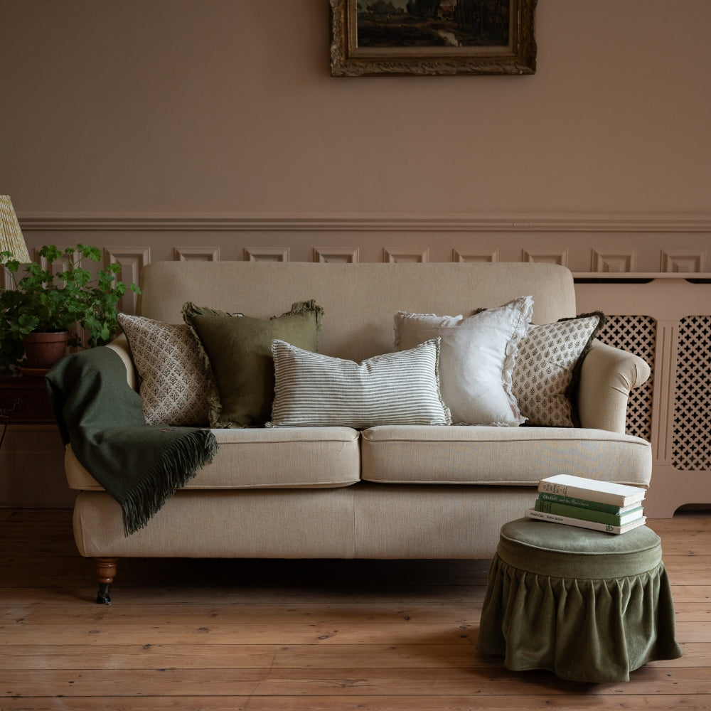 Hallie Olive Green Ruffle Cushion 45x45