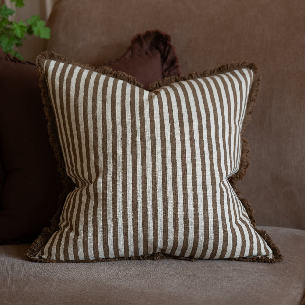 Sadie Brown Stripe Cushion 45x45